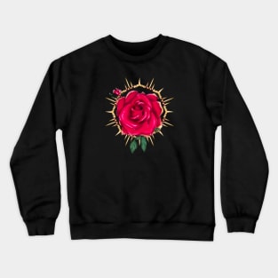 Red Rose with Golden Design Crewneck Sweatshirt